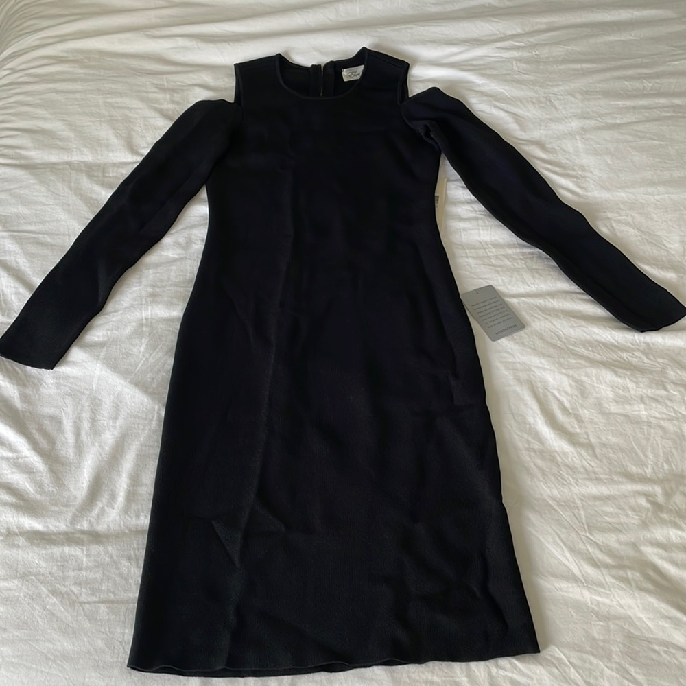 Eliza J dress black cut out shoulders long sleeve